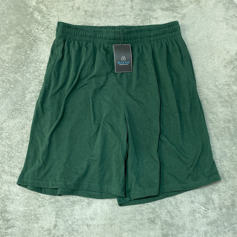 NWT Blue Ice Athletic Shorts Men's Large  Green Cotton Blend